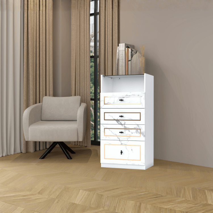 ตู้ลิ้นชัก 4 ลิ้นชัก WISDOM DESIGN FURNITURE GDW-601 60 ซม. สีขาว/ซอฟท์มาร์เบิ้ล